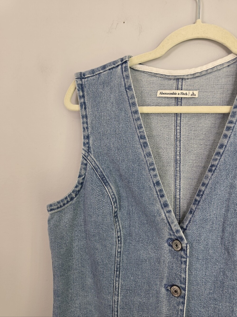 Abercrombie & Fitch The Mara Denim Vest Midi Dress Large Button Front - Picture 16 of 16
